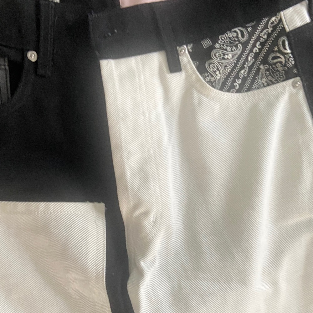 Revice Denim Bandana Patch Black & White Relaxed Fit Pants Women's Size-26 - Picture 5 of 12